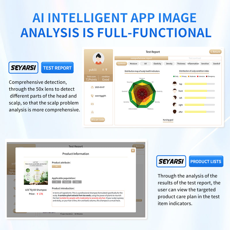 Seyarsi scalp detector AI Skin Scalp Analyzer 15.6 inch HD Scalp treatment Professional Hair Scalp Camera Detector Hair Follicle