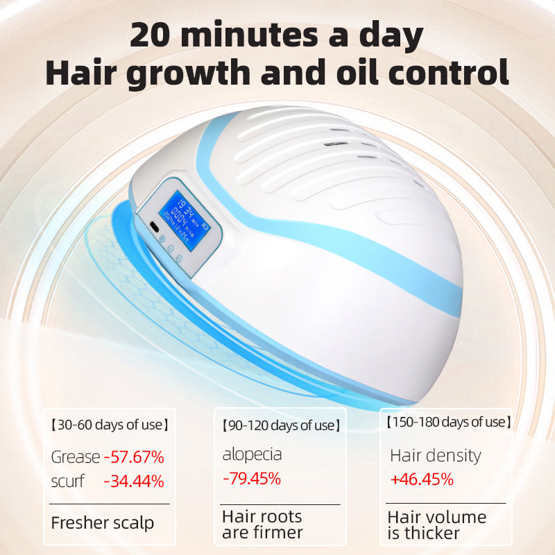 Soft laser hair growth instrument, 117 lasers, effectively stimulates hair follicles and allows hair to grow. It is used at home for hair loss people.