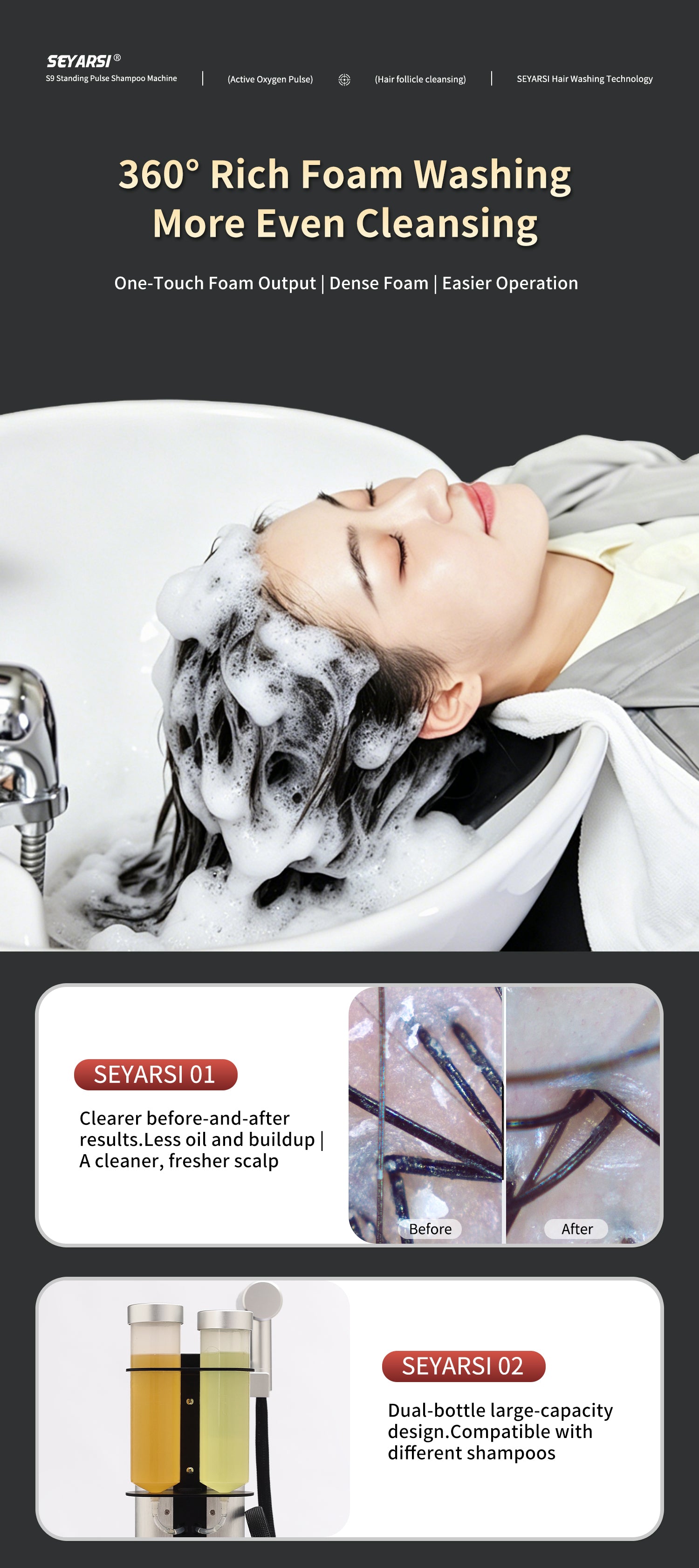 SEYARSI scalp cleaner for deep cleaning scalp smart shampooing machine