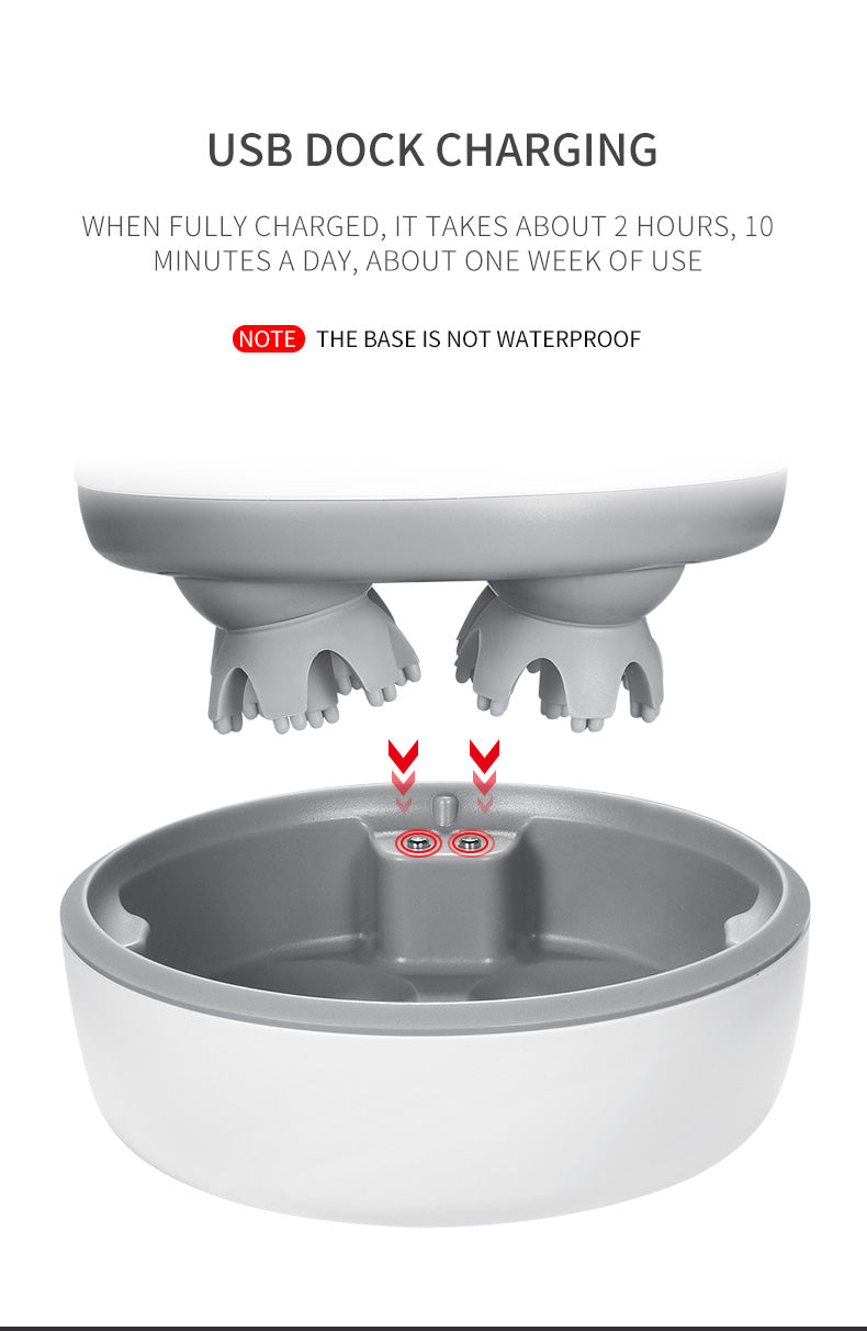 Scalp massage reduces head pressure and promotes head blood circulation. Rechargeable head massager 711