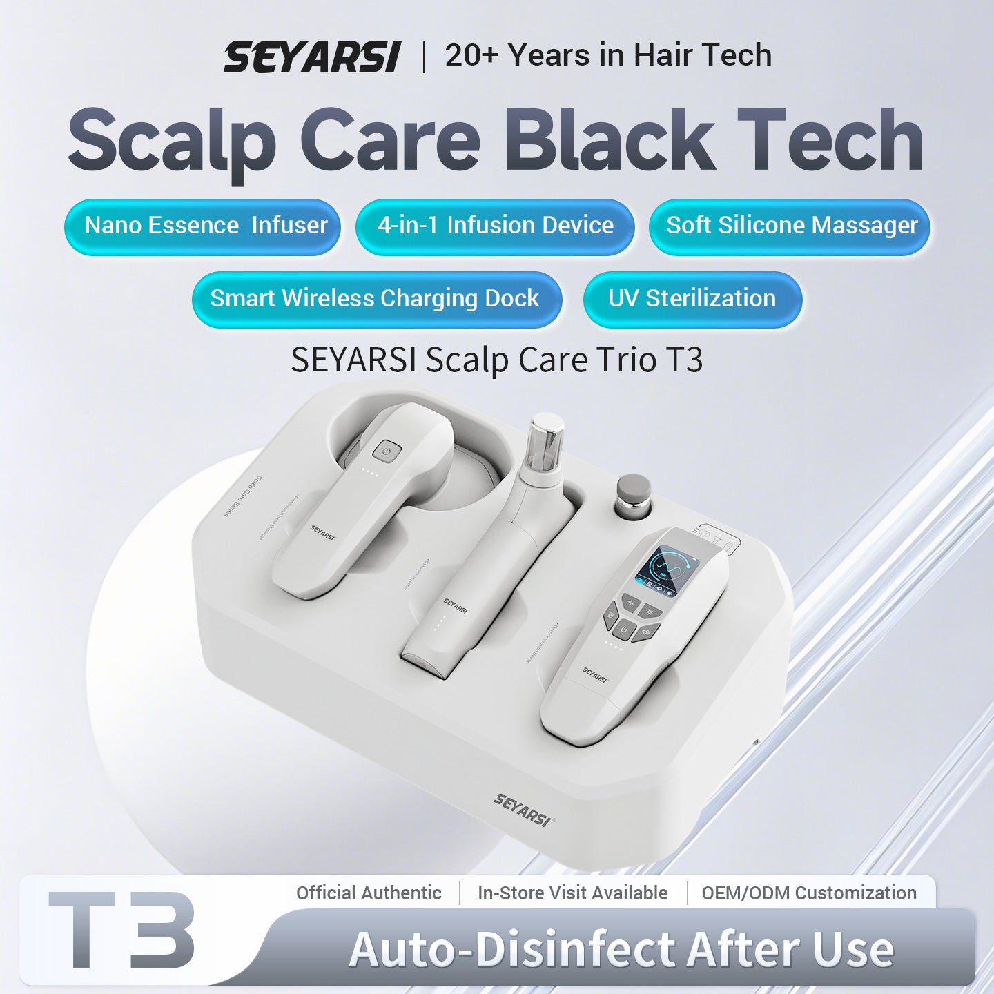 seyarsi wireless scalp massage device scalp treatment comes with spray，EMS red light comb
