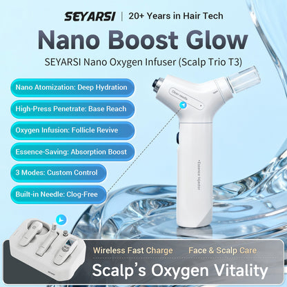 seyarsi wireless scalp massage device scalp treatment comes with spray，EMS red light comb